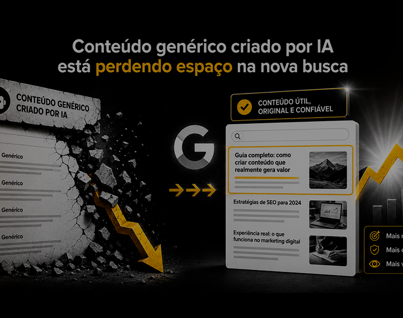 Conteúdo genérico criado por IA perde espaço para conteúdos úteis, originais e confiáveis na nova busca.