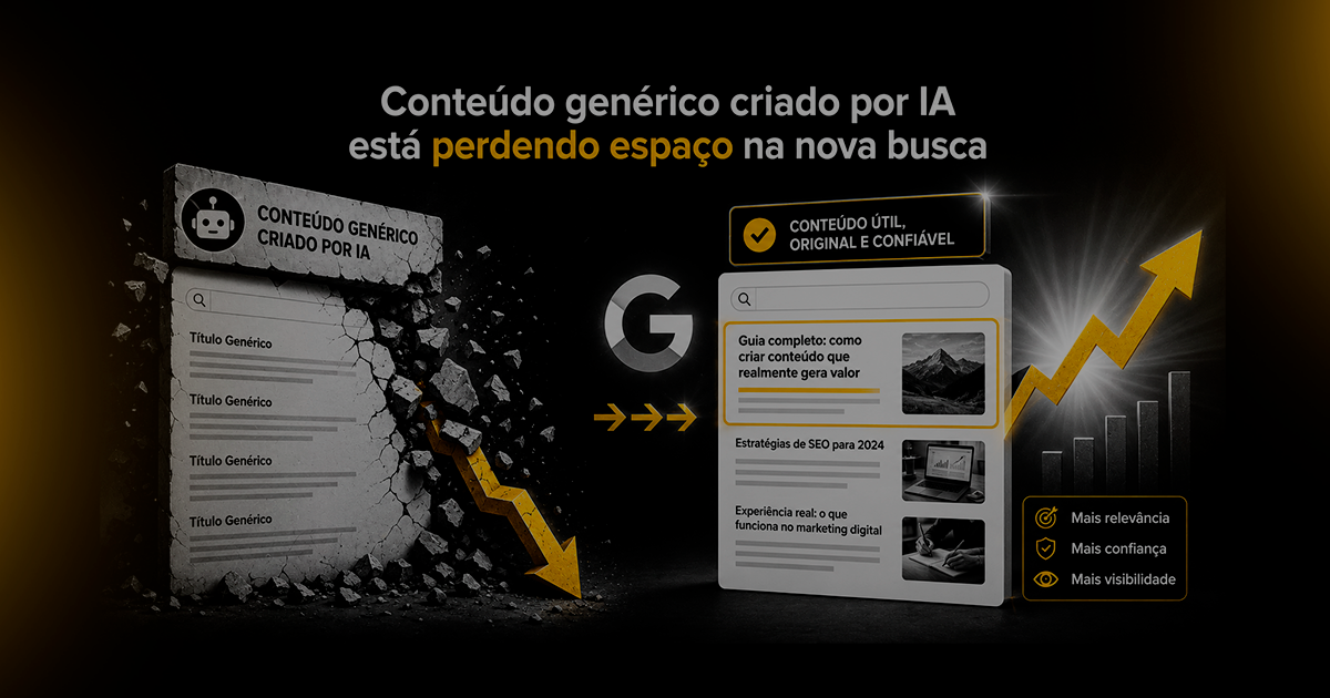 Conteúdo genérico criado por IA perde espaço para conteúdos úteis, originais e confiáveis na nova busca.