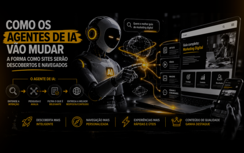 Agentes de IA analisando intenção de busca, conteúdo, imagens e dados de um site para ajudar na navegação e na compra online.